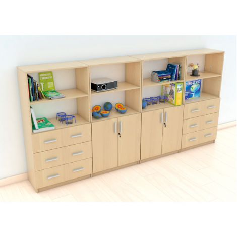 Set mobilier scolar pentru depozitare si expunere materiale didactice, expo 4 culoare mesteacan - imagine 7